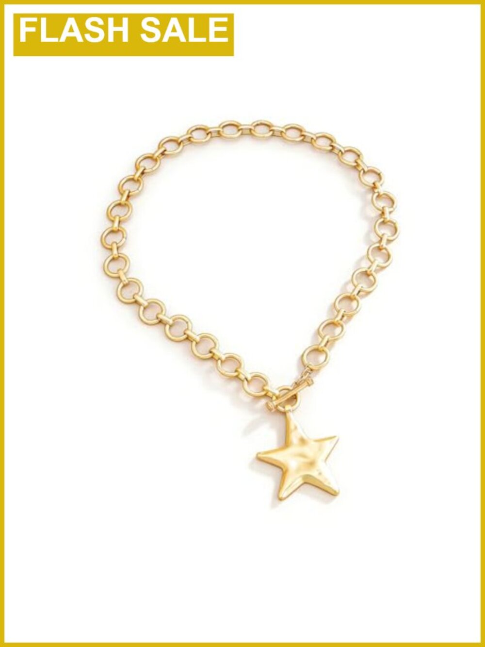 Chunky Gold Star Necklace Big Silver Statement Necklace for Women Thick